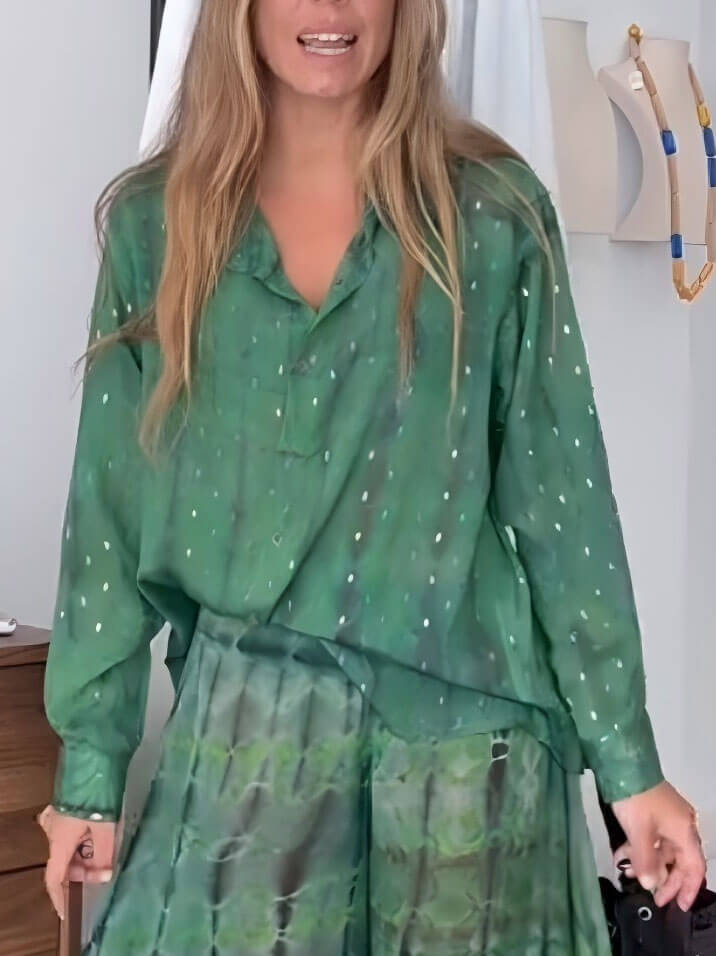 Unique Floral Print Chiffon Loose Button-Up Top