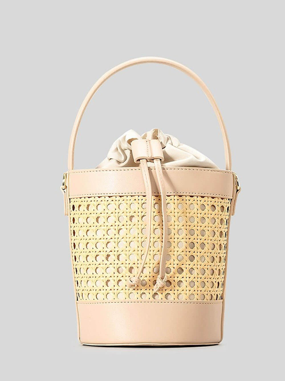 Sac seau à cordon en rotin tissé à la main creux pour les vacances à la plage
