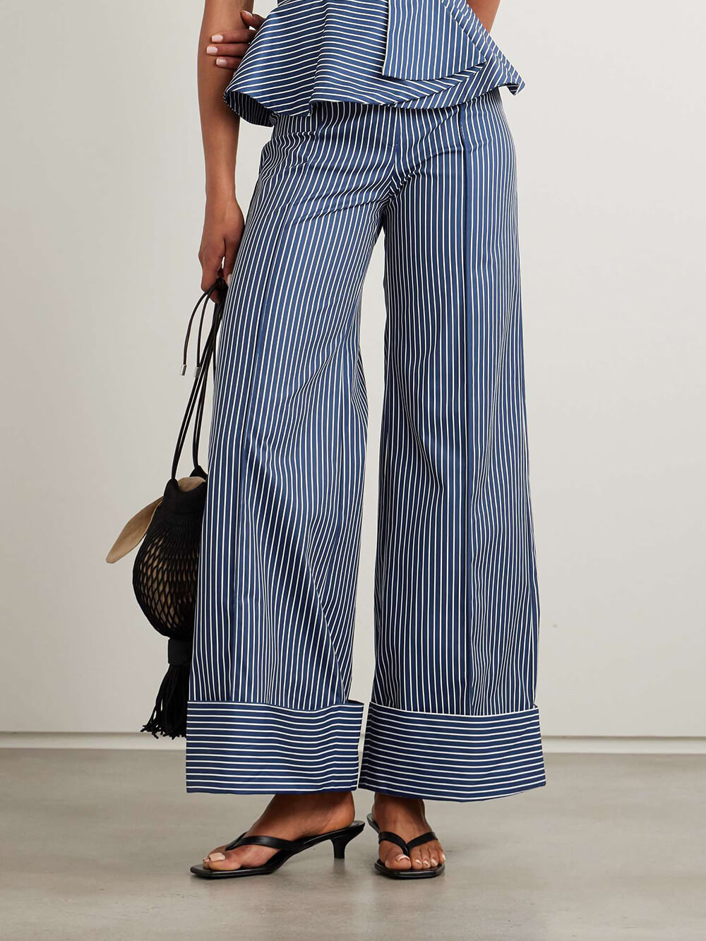 Weite Hose aus Stretch-Twill mit Retro-Streifenmuster