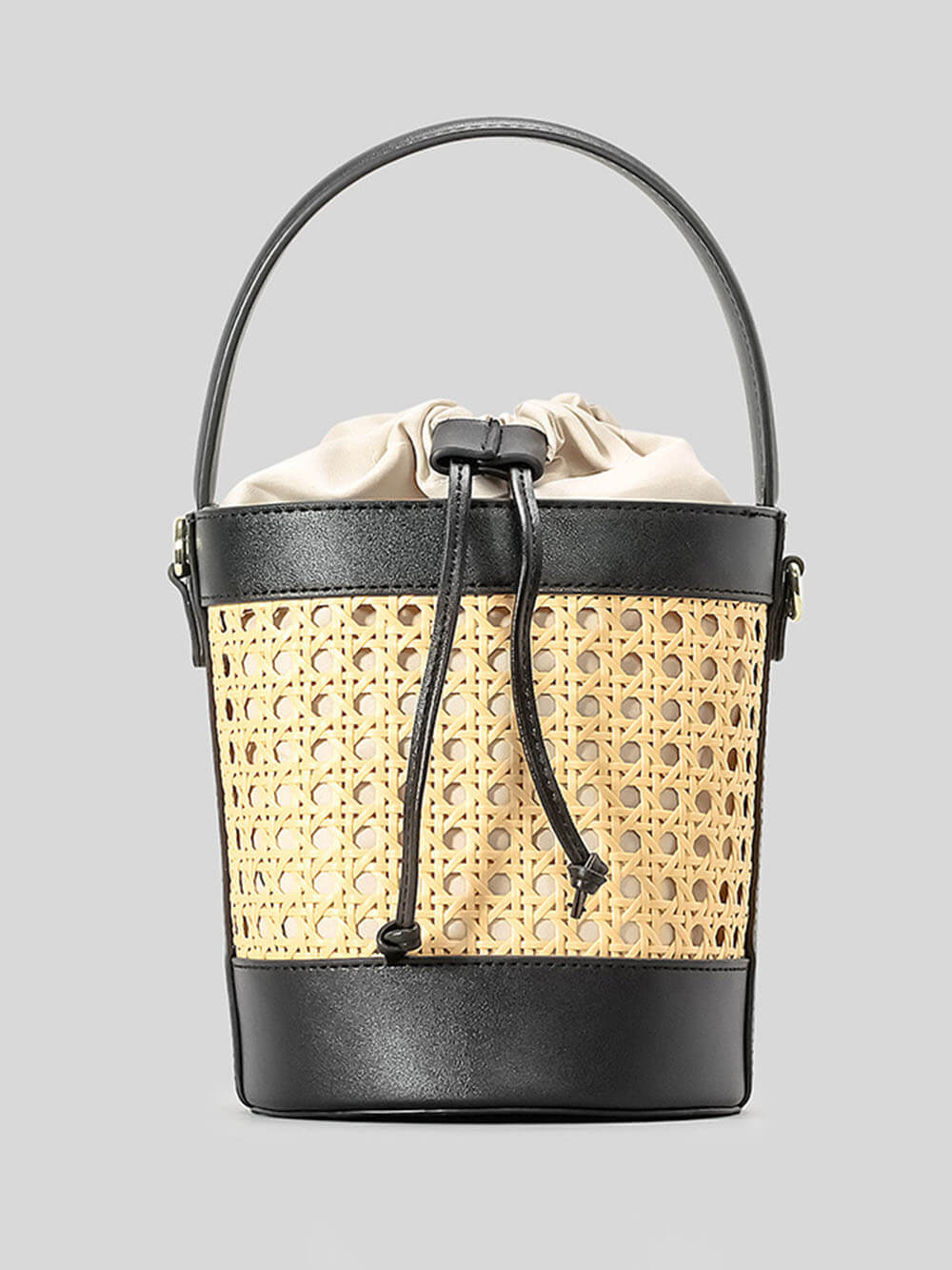 Sac seau à cordon en rotin tissé à la main creux pour les vacances à la plage