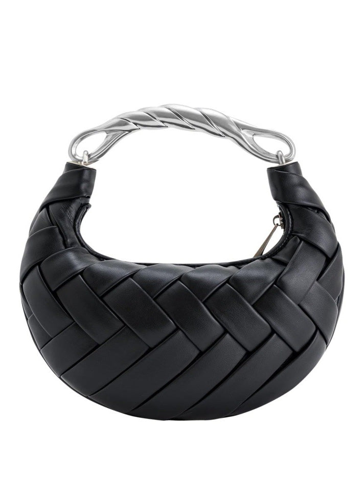 Sac à bandoulière tissé exquis avec poignée en métal