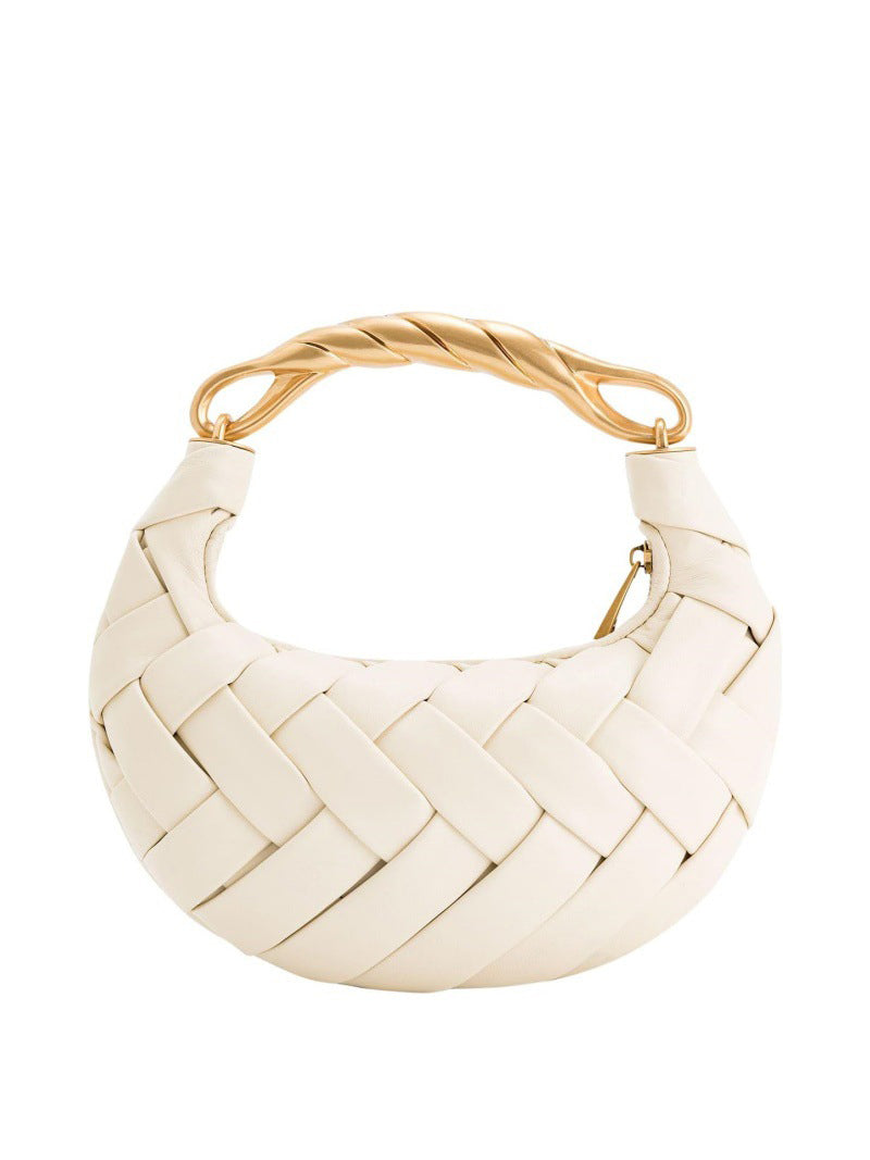 Sac à bandoulière tissé exquis avec poignée en métal