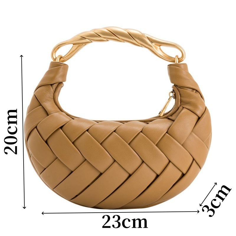Sac à bandoulière tissé exquis avec poignée en métal