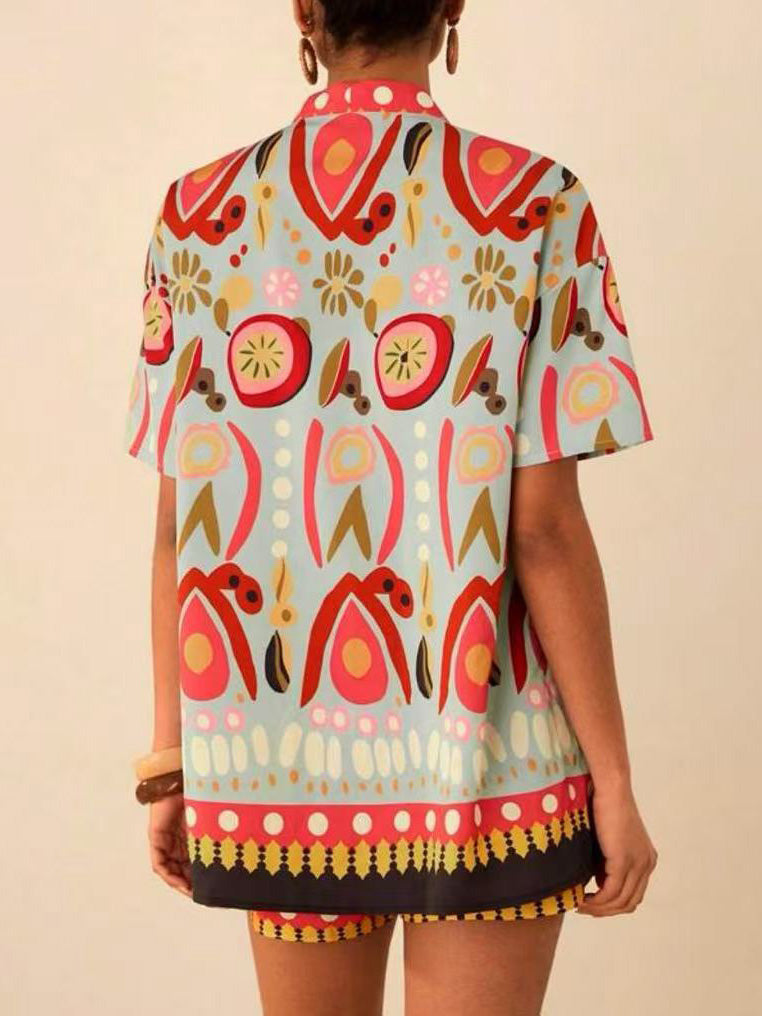 Personalisiertes zweiteiliges Shorts-Set mit Graffiti-Blumendruck