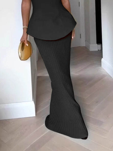 Elegantes Tube-Top, Faltenrock mit hoher Taille, zweiteiliges Set