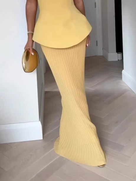 Elegantes Tube-Top, Faltenrock mit hoher Taille, zweiteiliges Set