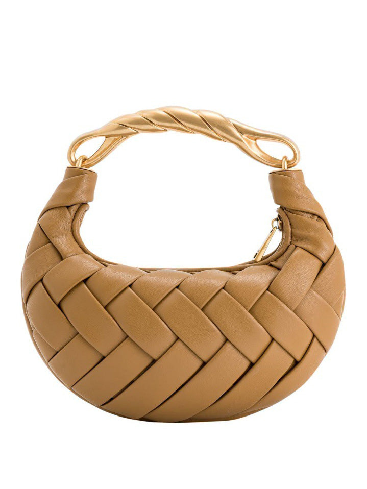Sac à bandoulière tissé exquis avec poignée en métal