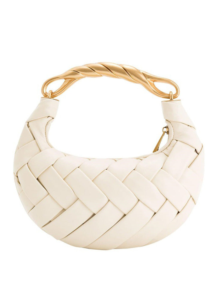 Sac à bandoulière tissé exquis avec poignée en métal