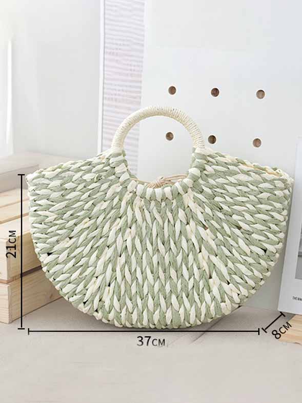Sac fourre-tout décontracté en demi-cercle tissé de couleurs mélangées