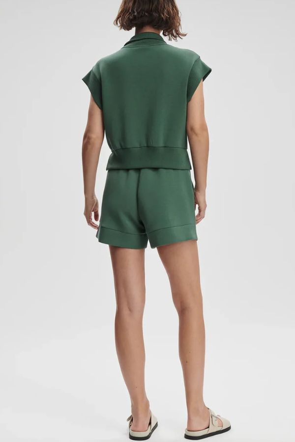 Ensemble sweat-shirt à manches courtes et short décontracté à taille élastique et demi-zip Buttery Touch