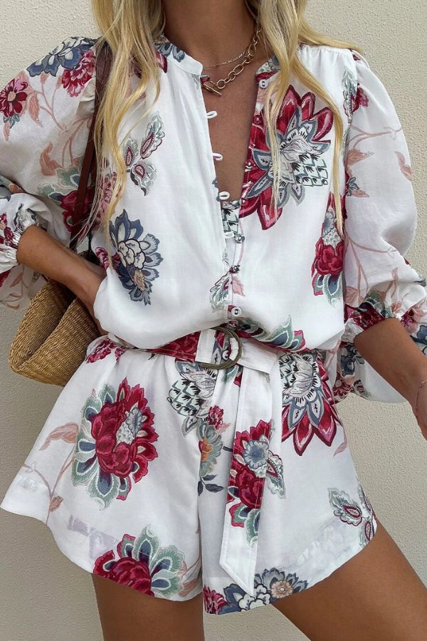 Eleganter Leinen-Cardigan-Shirt-Strampler mit Schnürung