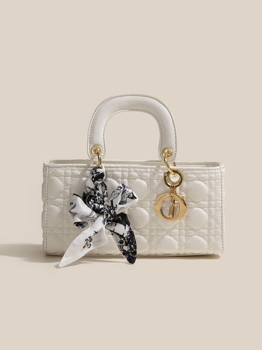 Diamond Silk Scarf Hand-Held Crossbody Bags Horizontal White ONE SIZE