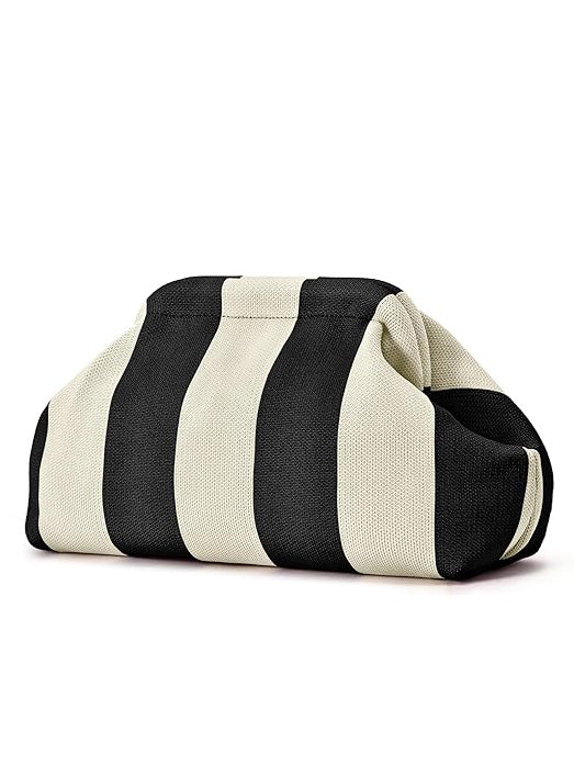 Sac nuage tricoté à rayures contrastées