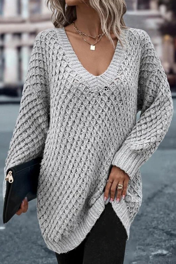 Solid Drop Shoulder Cotton Oversized Sweater White
