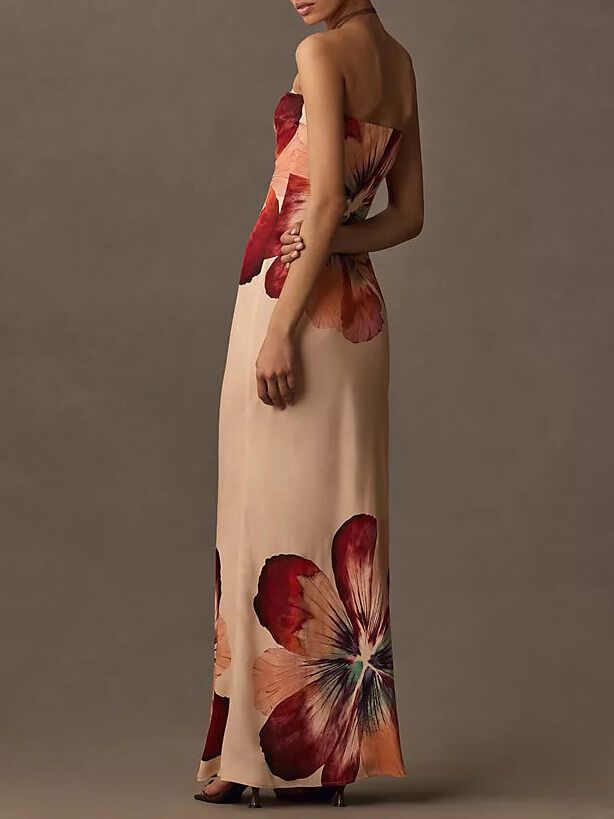 Robe mi-longue moulante sexy à imprimé tendance