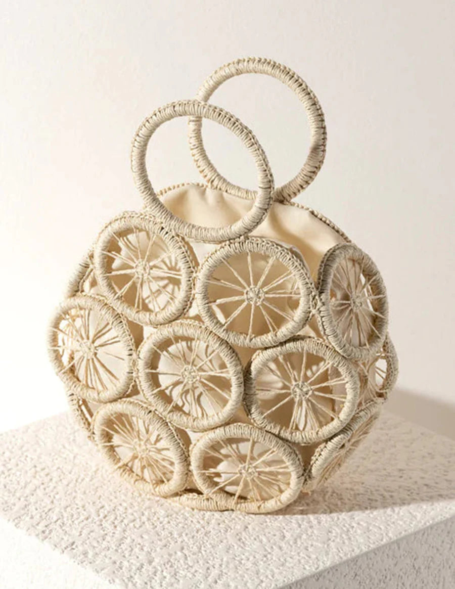 Sunshine Woven Straw Handle Bag Beige ONE SIZE