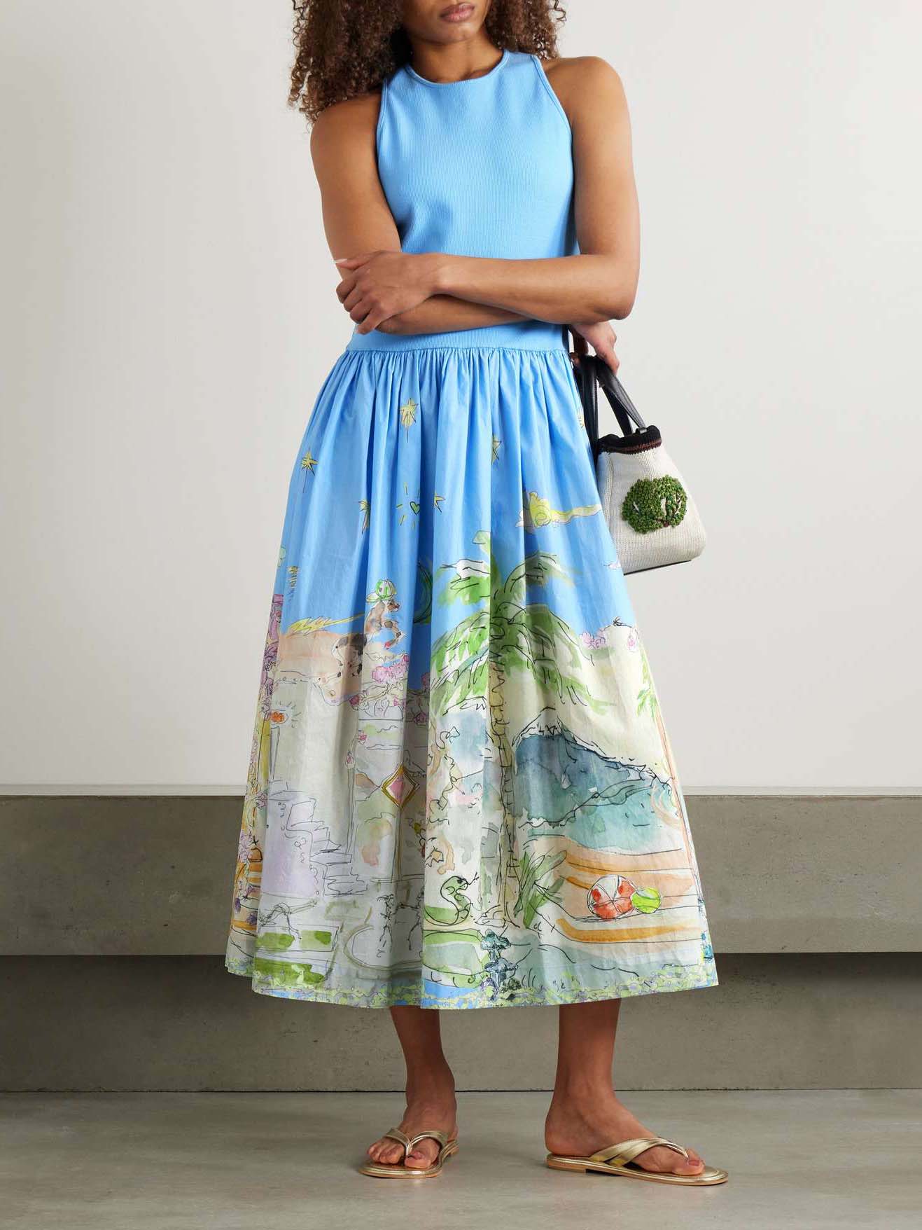 Robe midi unique à imprimé plage lumineux