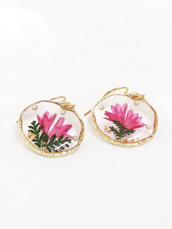 Retro Country Style Dried Flower Earrings Cornflower one size