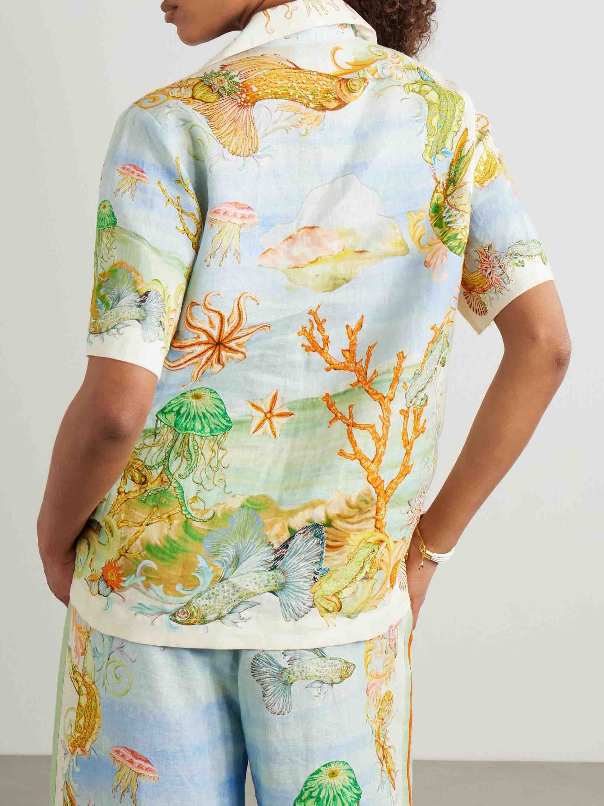 Chemise à imprimé corail océan fantaisie unique