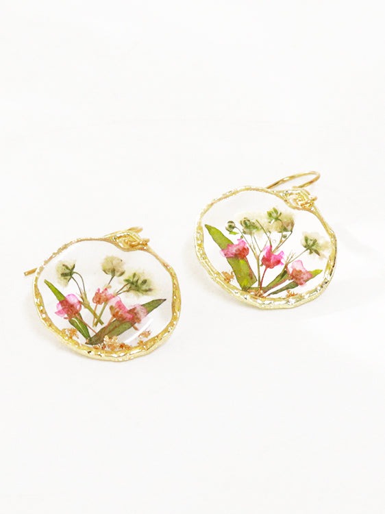 Retro Country Style Dried Flower Earrings Gypsophila one size