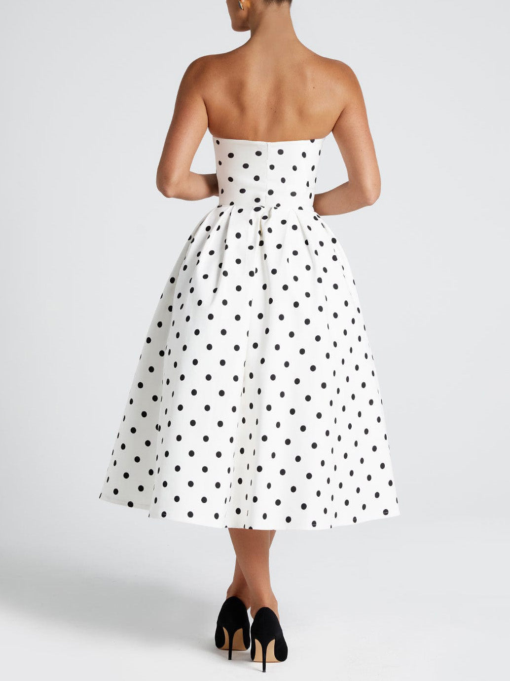 Robe midi élégante à pois rétro