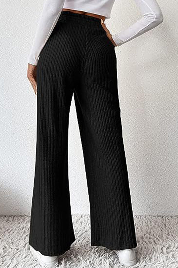 Casual loose knitted trousers Black