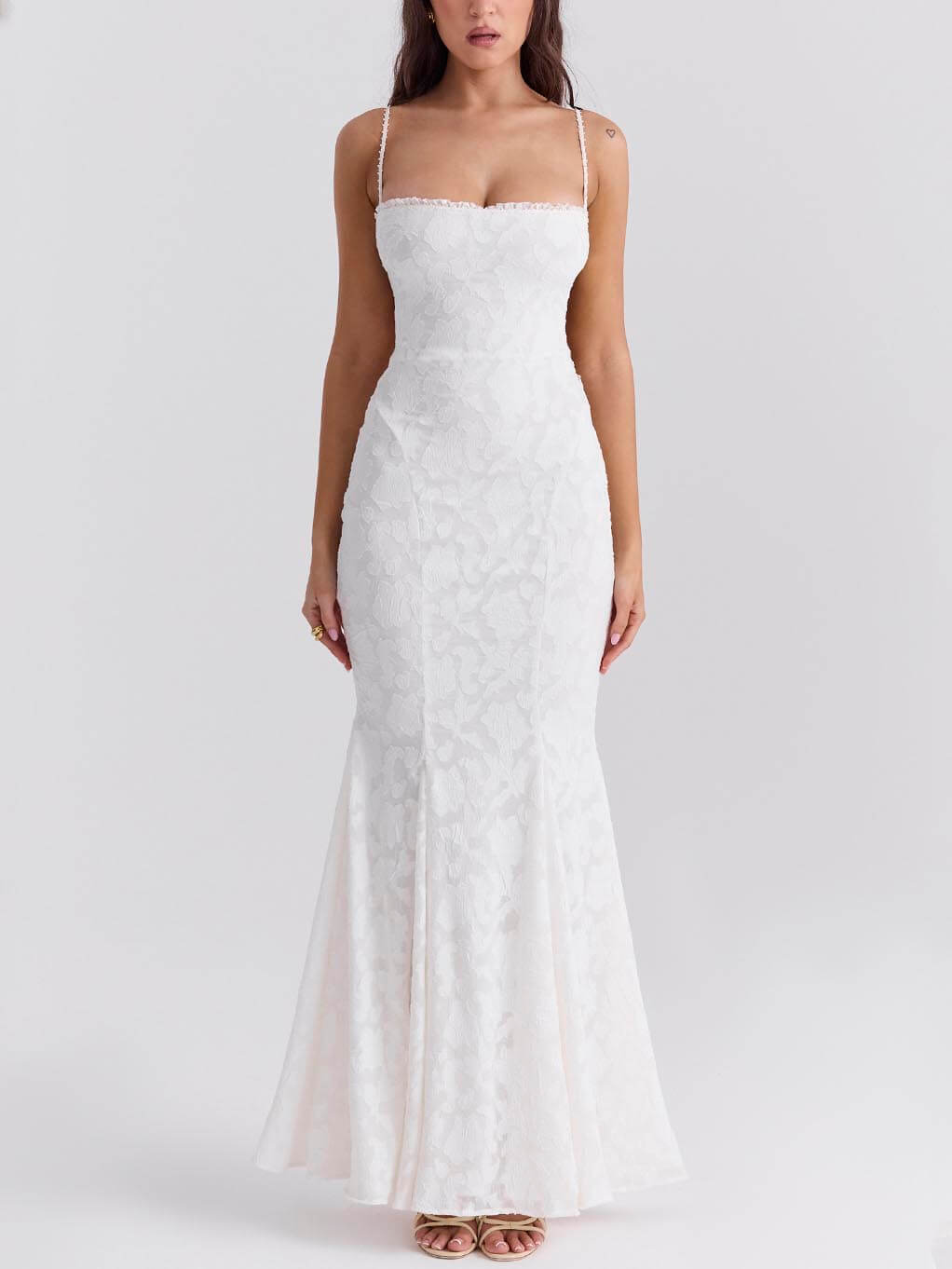 Robe longue queue de poisson brûlée tridimensionnelle