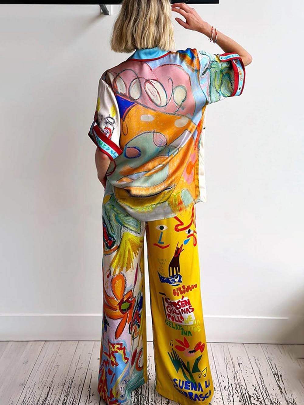 Chemise ample à manches courtes et imprimé unique