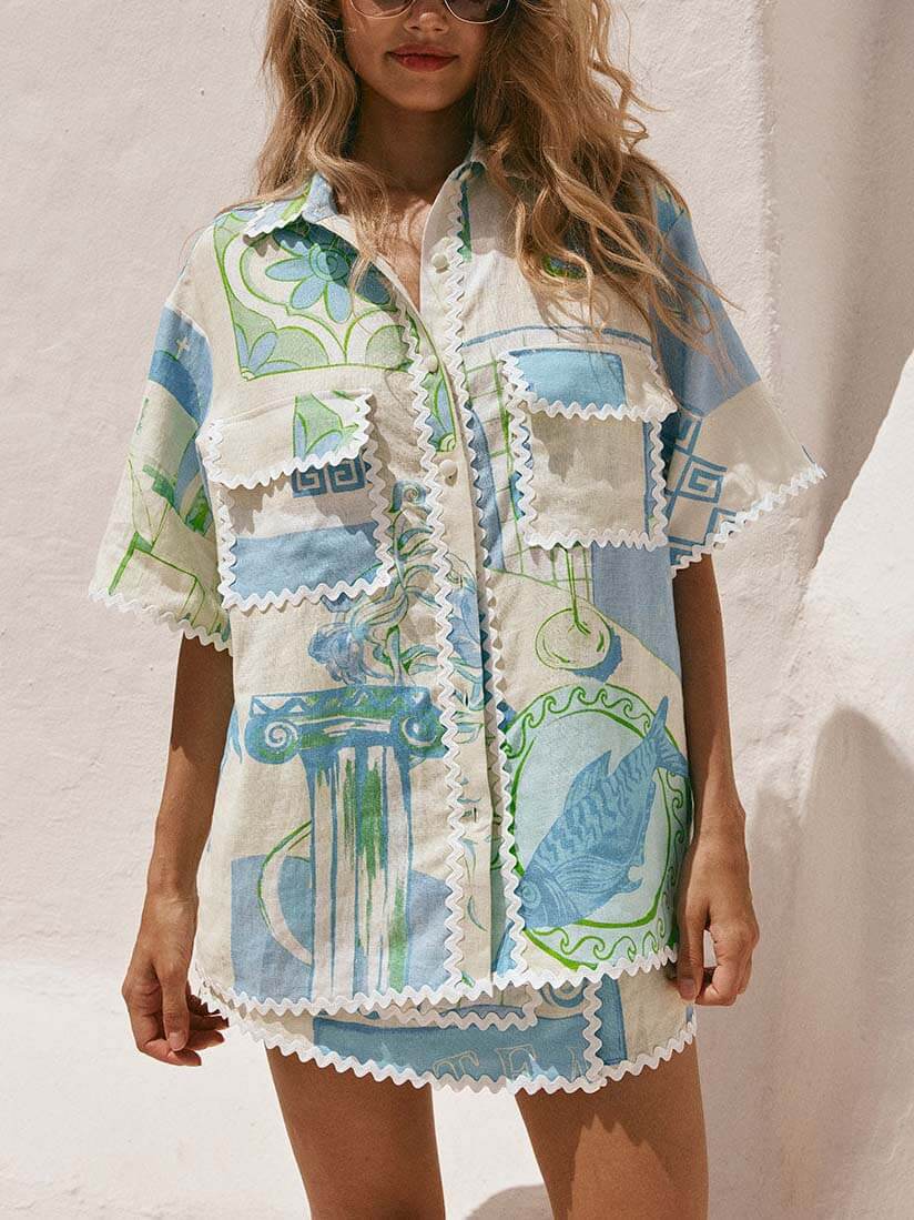 Chemise en dentelle à imprimé peint unique