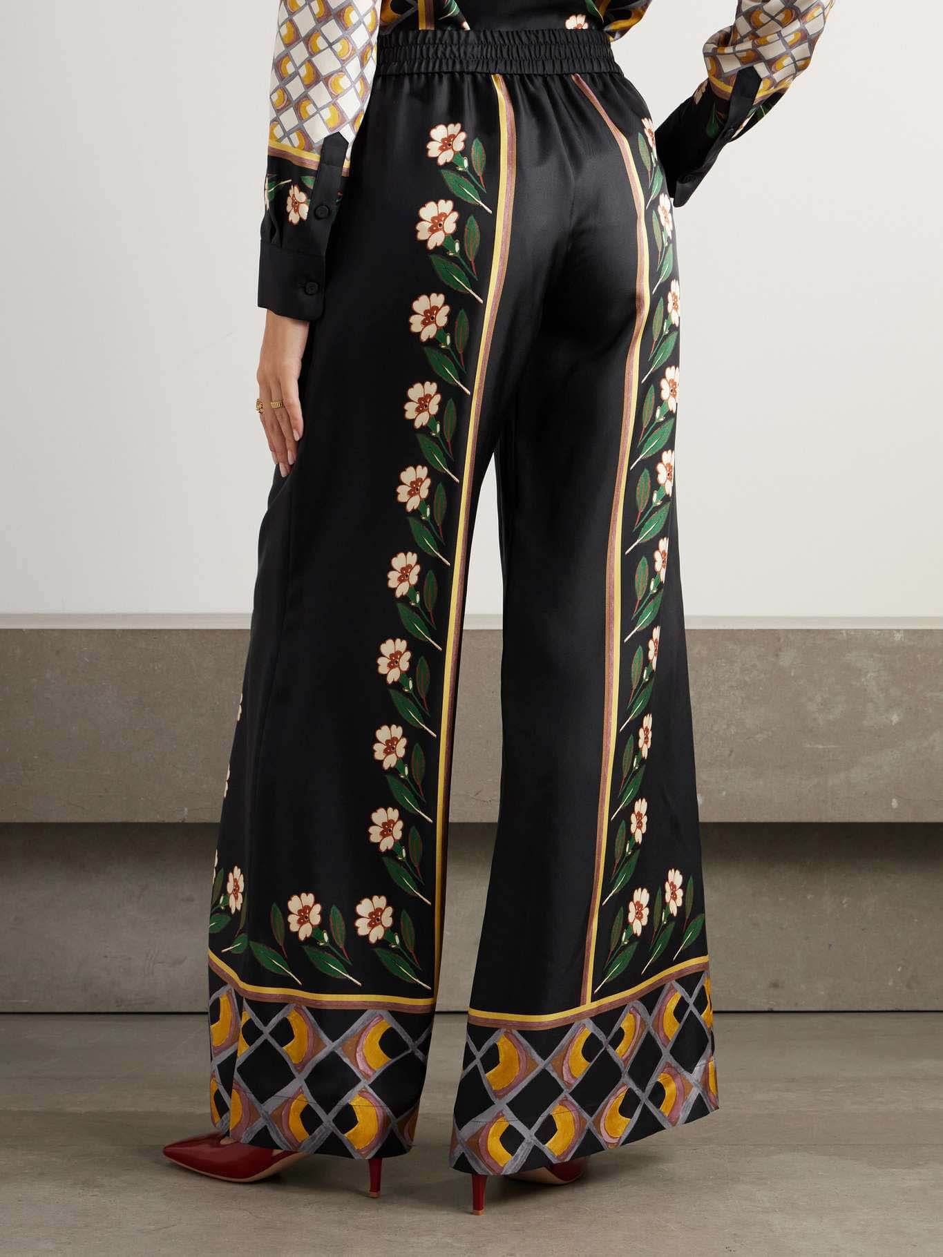 Einzigartige Hose mit Retro-Print und enger Taille und weitem Bein