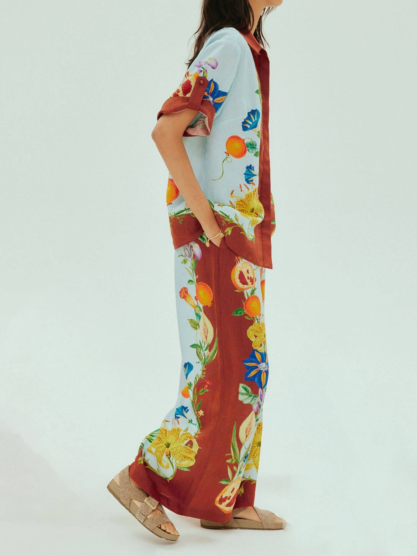 Chemise ample boutonnée à imprimé floral ensoleillé
