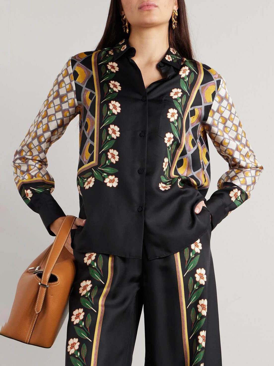 Chemise ample à imprimé rétro unique