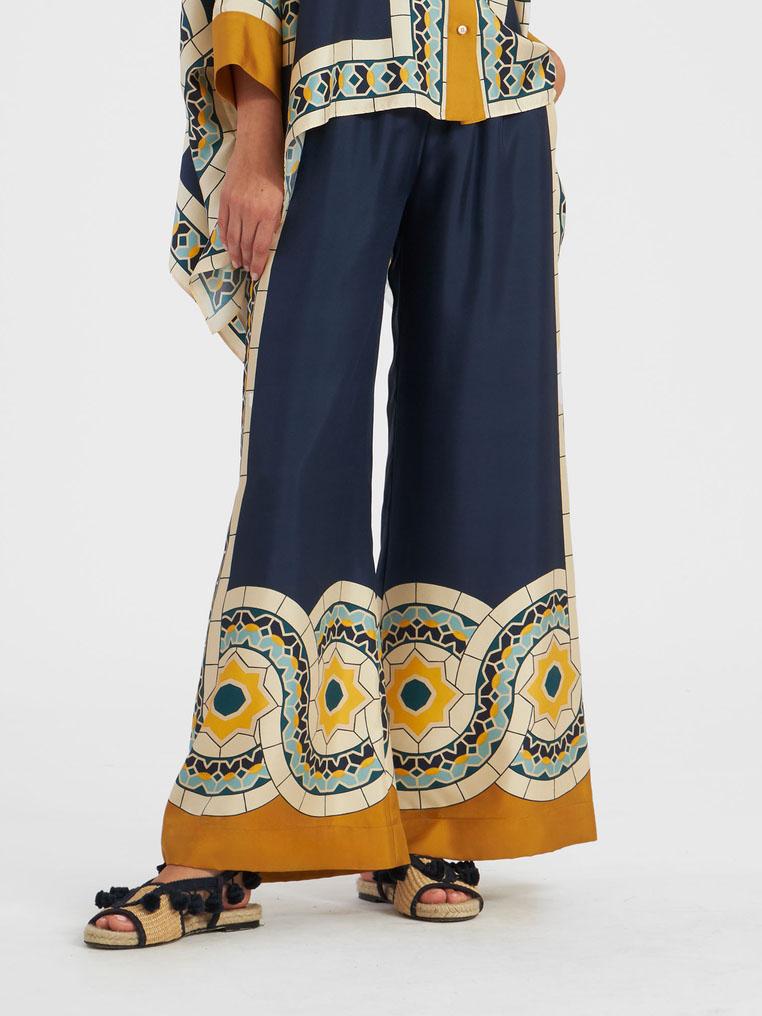 Einzigartige lockere Hose mit weitem Bein und Retro-Blumendruck