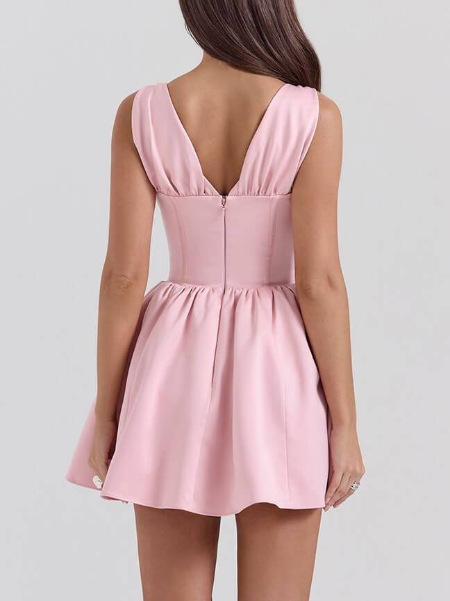 Elegantes Minikleid mit V-Ausschnitt und Satinschleife