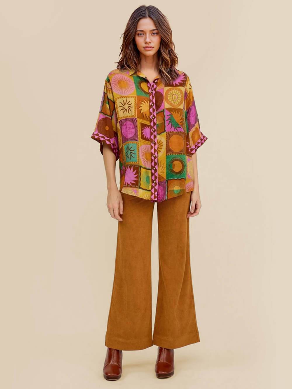 Chemise ample à imprimé soleil unique