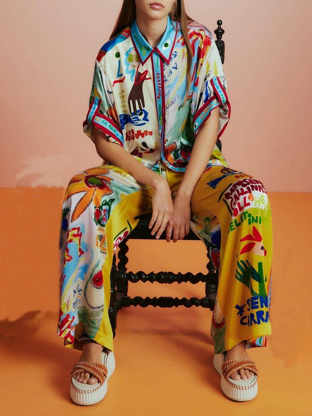 Chemise ample à manches courtes et imprimé unique