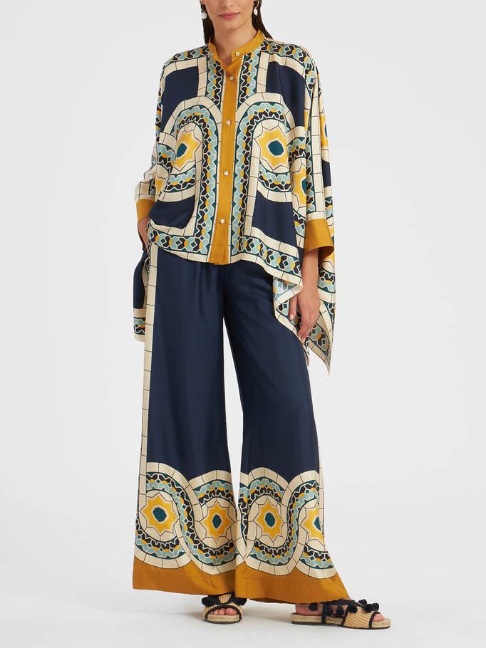 Einzigartige lockere Hose mit weitem Bein und Retro-Blumendruck