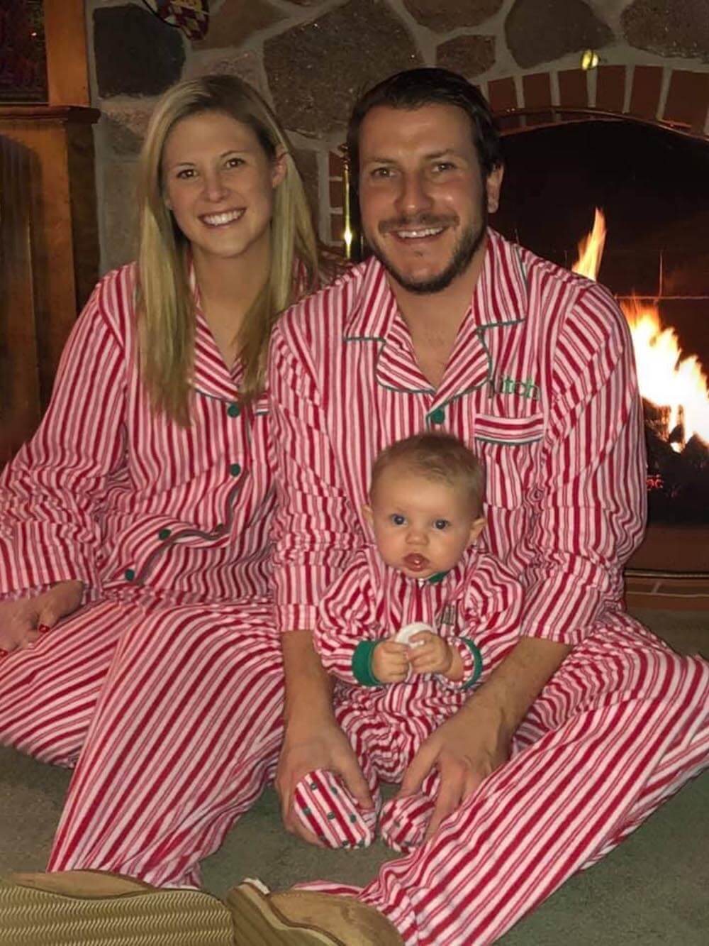 Christmas Striped Print Parent Child Pajama Set
