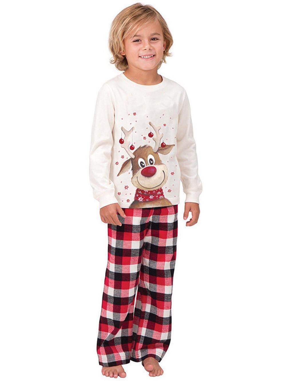 Ensemble pyjama de Noël à manches longues et imprimé élan pour parents et enfants