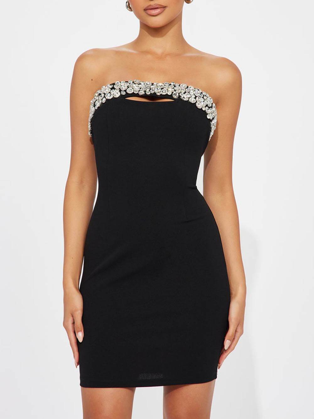 Elegantes Temptation-Minikleid mit Cutout und Kunstdiamanten