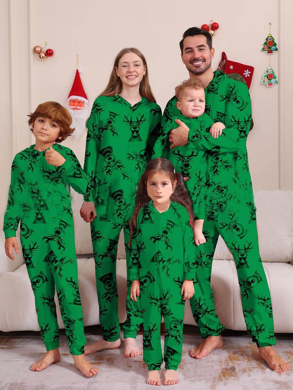 Pyjama une pièce familial à imprimé élan de Noël