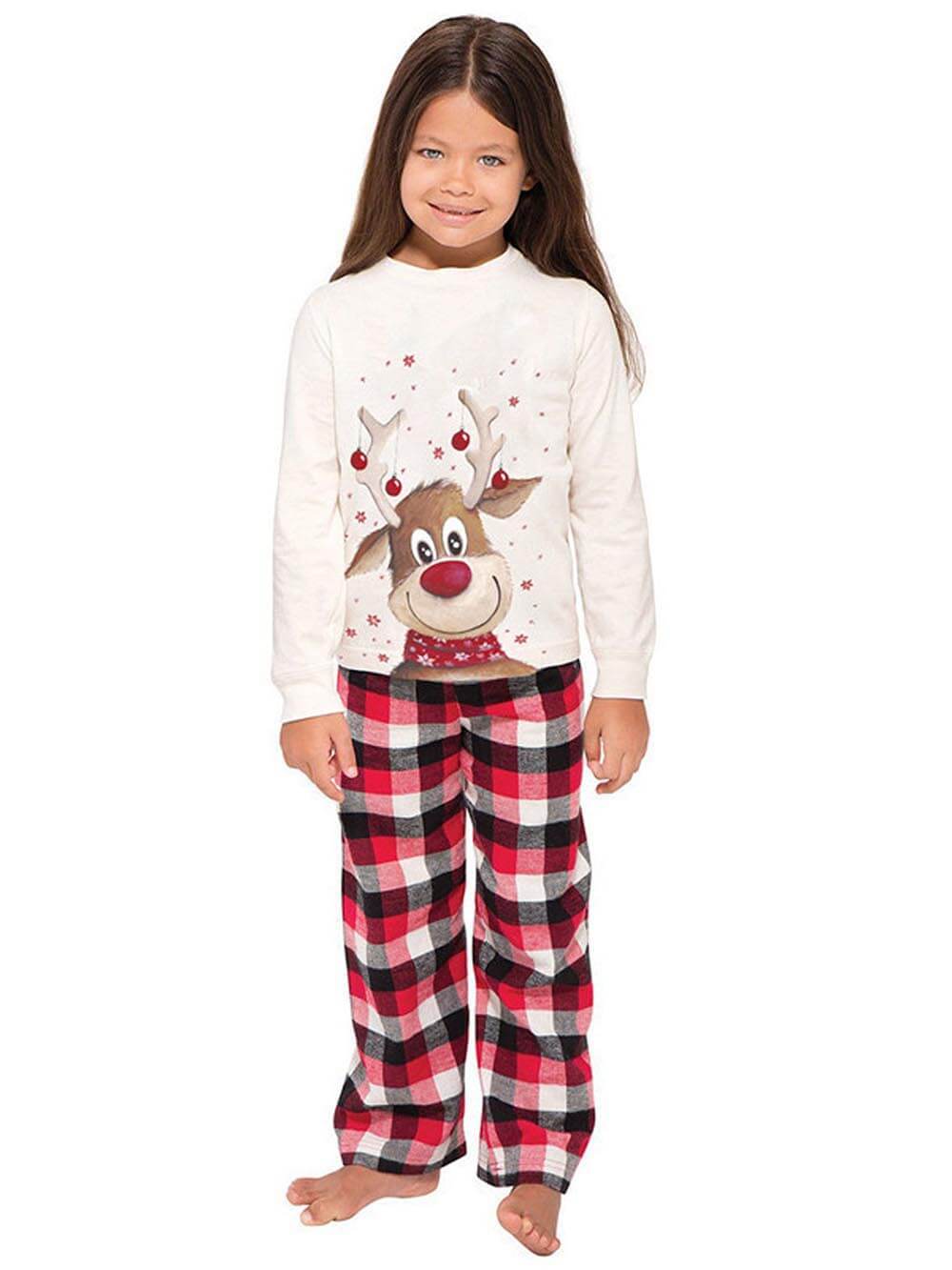 Ensemble pyjama de Noël à manches longues et imprimé élan pour parents et enfants