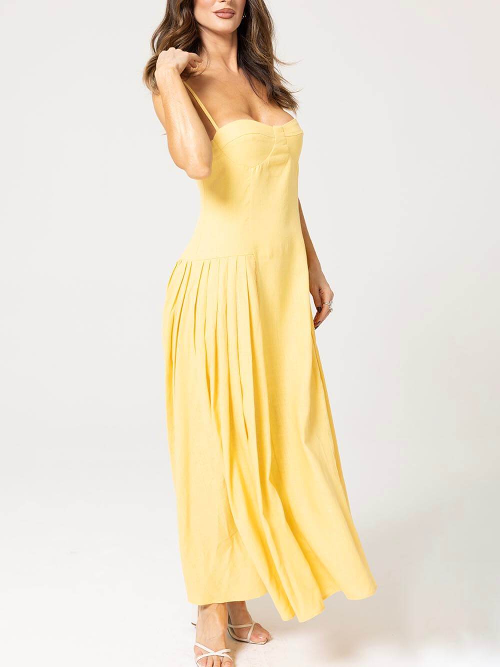 Robe midi plissée élégante à dos nu Dora