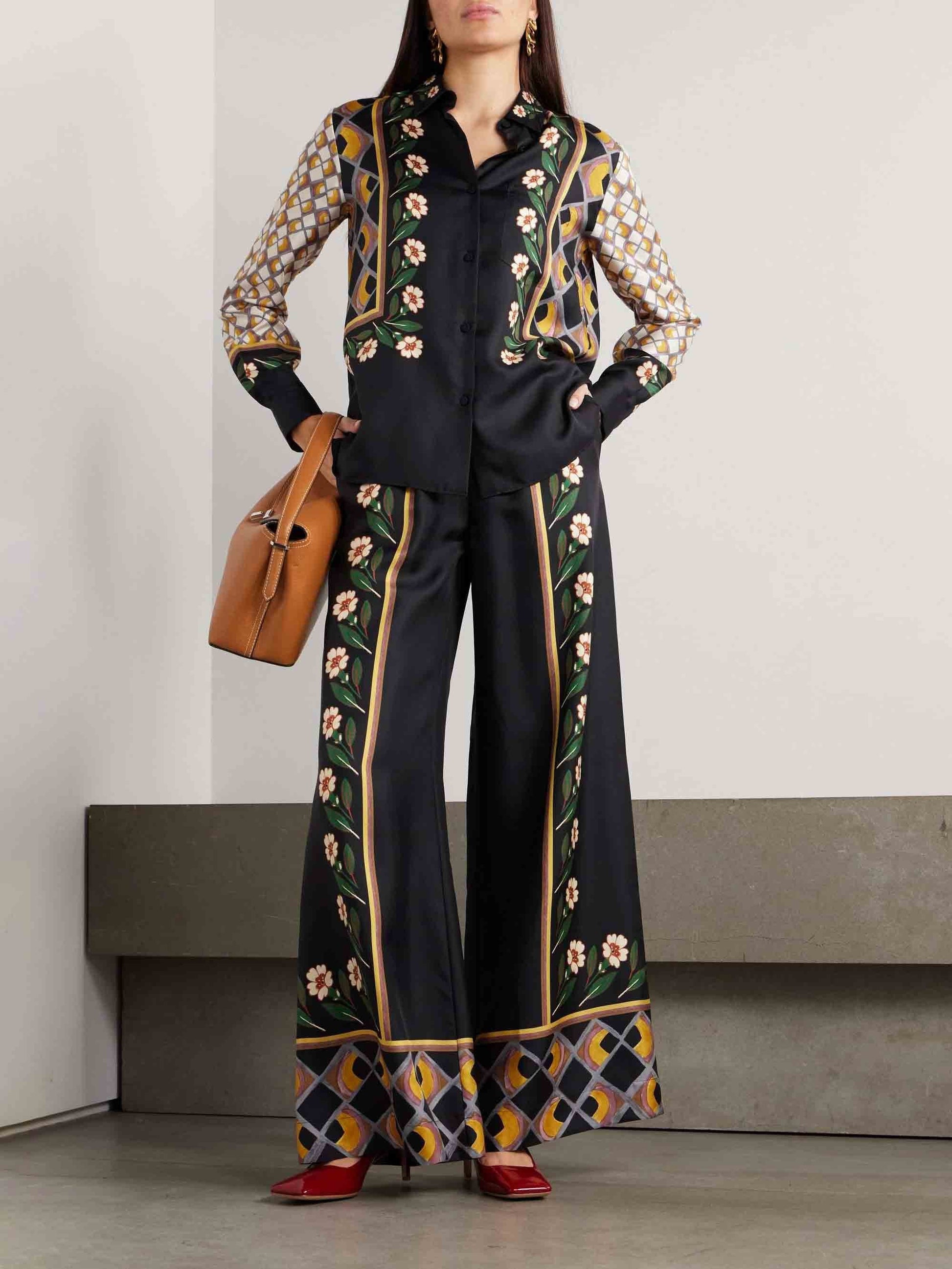 Chemise ample à imprimé rétro unique