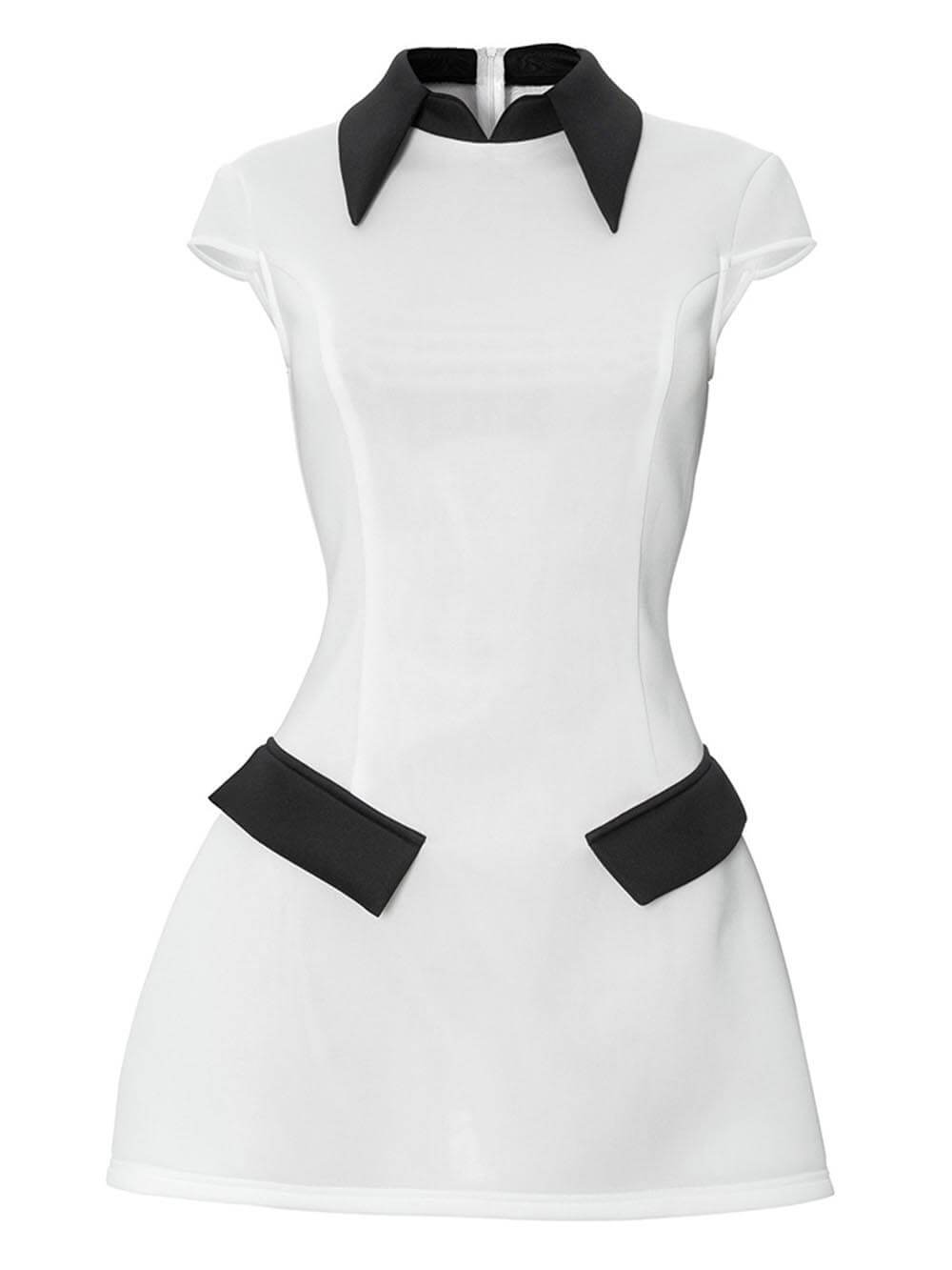 Elegantes Patchwork-Minikleid in Kontrastfarbe