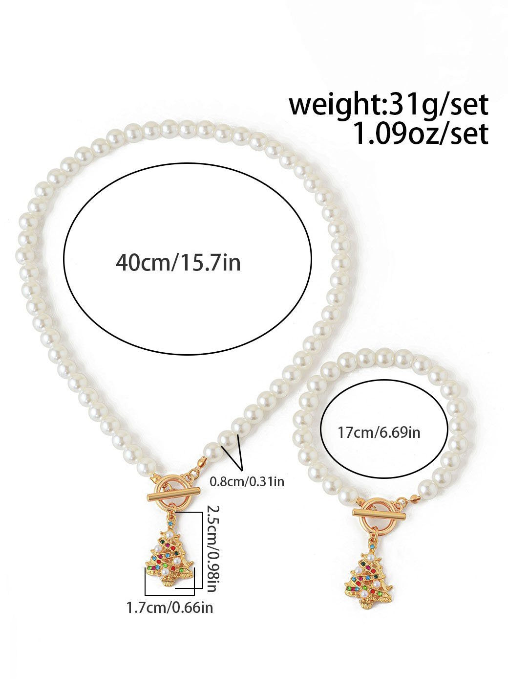 Weihnachtsbaum-Perlen-Halsketten-Set mit Weihnachtsgeschenk