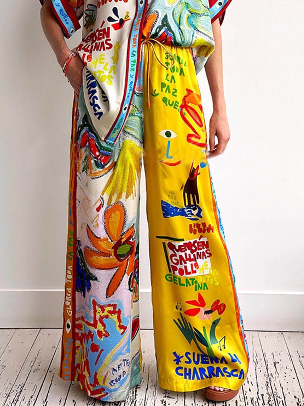 Chemise ample à manches courtes et imprimé unique