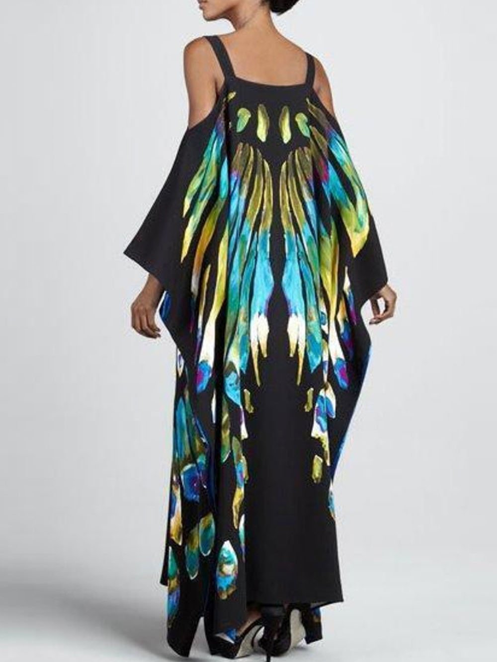 Einzigartiges, personalisiertes, bedrucktes, trägerloses Maxikleid mit langen Ärmeln