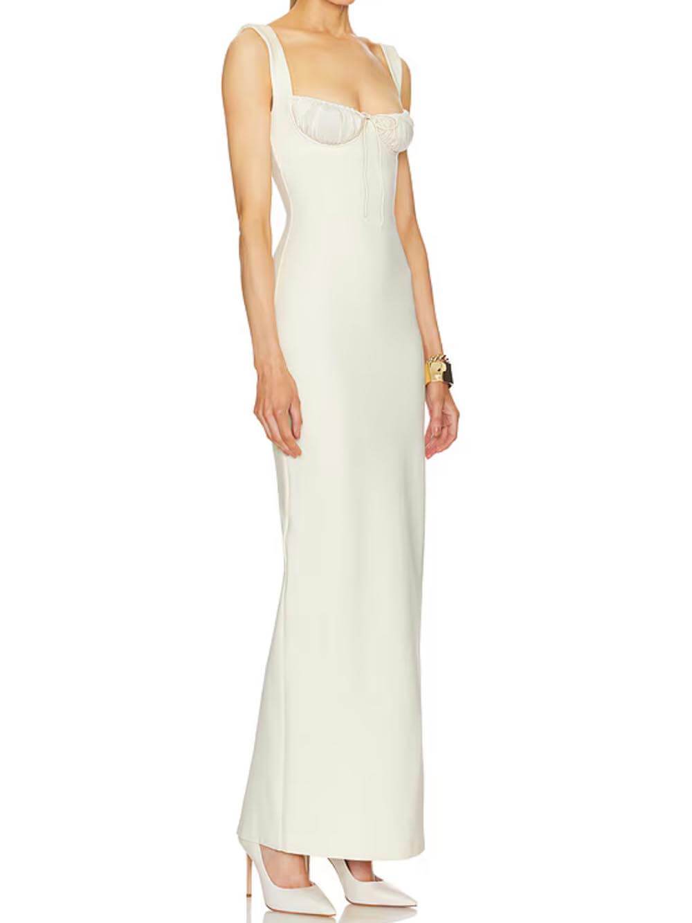 Elegantes, plissiertes Party-Maxikleid mit offenem Rücken