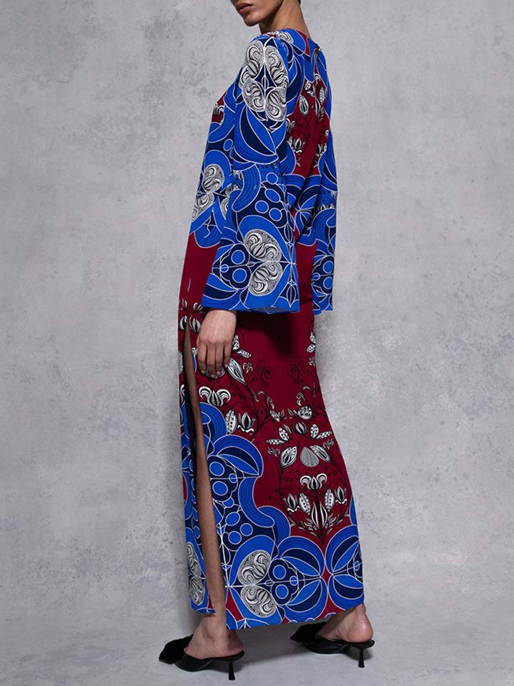 Robe midi à imprimé graphique ethnique moderne